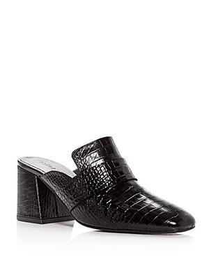 Freda Salvador Women's Croc-embossed Leather Block-heel Mules