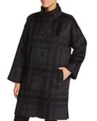Eileen Fisher Plaid Stand Collar Coat