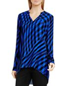 Vince Camuto Swept Check High Low Blouse