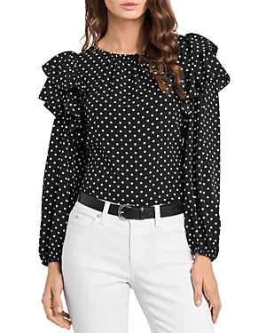 1.state Polka Dot Print Ruffled Top