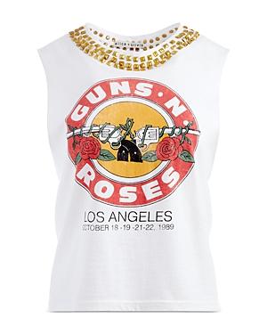 Alice And Olivia Cotton Graphic Print Embellished Top