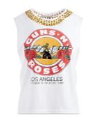 Alice And Olivia Cotton Graphic Print Embellished Top