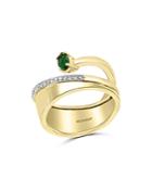 Bloomingdale's Emerald & Diamond Bypass Ring In 14k Yellow & White Gold - 100% Exclusive