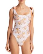 Capitanna Cassie Orange Flowers Printed One Piece Swimsuit