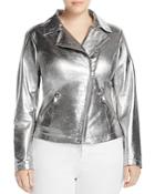 Marina Rinaldi Ebe Metallic Leather Moto Jacket