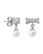 Majorica Simulated Pearl Bow Drop Earrings In Sterling Silver