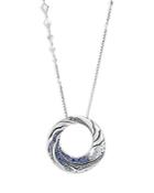 John Hardy Sterling Silver Lahar Blue Sapphire Circle Pendant Necklace, 34