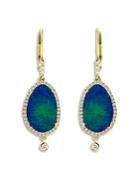 Meira T 14k Yellow Gold Opal & Diamond Halo Drop Earrings