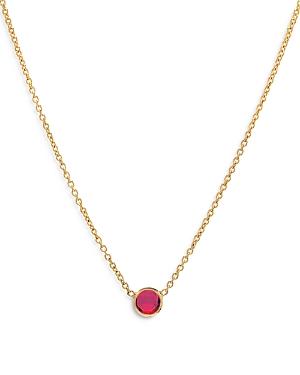 Zoe Lev 14k Yellow Gold Ruby Birthstone Solitaire Pendant Necklace, 16-18