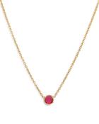 Zoe Lev 14k Yellow Gold Ruby Birthstone Solitaire Pendant Necklace, 16-18