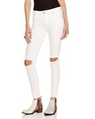Free People Skinny Destroyed Jeans In White