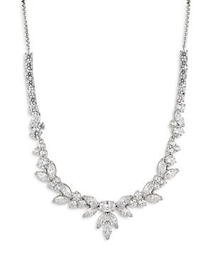 Nadri Prima Cubic Zirconia Cluster Statement Necklace In Rhodium Plated, 16-18