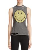 Daydreamer Smiley Face Distressed Muscle Tank
