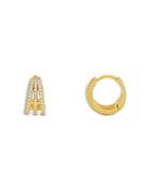 Adinas Jewels Pave Triple Row Huggie Hoop Earrings In 14k Gold Plated Sterling Silver