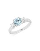 Bloomingdale's Aquamarine & Diamond Three Stone Ring In 14k White Gold - 100% Exclusive