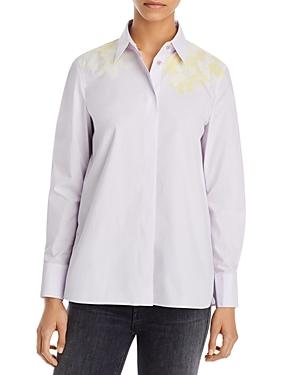 St. John Cotton Shadow Floral Poplin Blouse