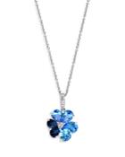 Bloomingdale's Blue Topaz & Diamond Flower Pendant Necklace In 14k White Gold, 18 - Exclusive