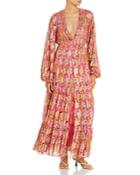 Hemant And Nandita V Neck Metallic Print Maxi Dress