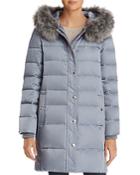Kate Spade New York Faux Fur Trim A-line Puffer Coat