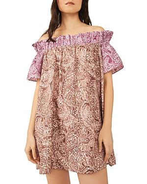 Free People Sophie Pattern Block Off-the-shoulder Swing Dress