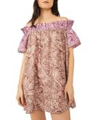 Free People Sophie Pattern Block Off-the-shoulder Swing Dress