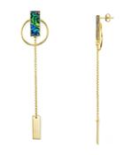 Argento Vivo Linear Circle Drop Earrings In 18k Gold-plated Sterling Silver