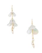 Kate Spade New York Painted Petal Gold-tone Freshwater Pearl Flower Statement Earrings