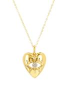 Moon & Meadow 14k Yellow Gold Diamond Accent Evil Eye Heart Pendant Necklace, 16-18