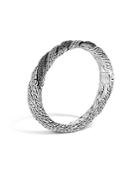 John Hardy Classic Chain Sterling Silver Lava Hinged Bangle With Black Sapphire