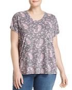 Lucky Brand Plus Paisley Floral Print Tee