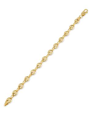 Adinas Jewels Puff Mariner Link Bracelet In 14k Gold Plated Sterling Silver