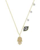 Meira T 14k Yellow Gold Diamond & Blue Sapphire Hamsa Pendant Necklace, 18