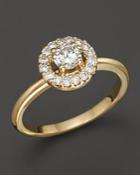 Diamond Halo Ring In 14k Yellow Gold, .55 Ct. T.w.
