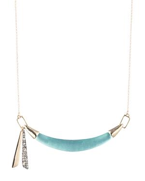Alexis Bittar Crystal Encrusted Tassel Crescent Necklace, 16