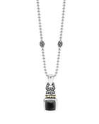 Lagos 18k Gold And Sterling Silver Caviar Color Necklace With Onyx, 16