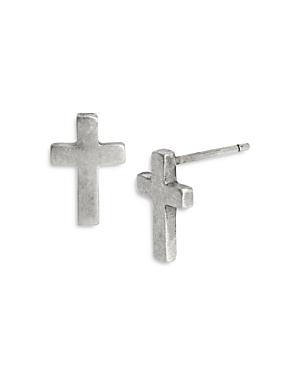 Allsaints Sterling Silver Cross Stud Earrings