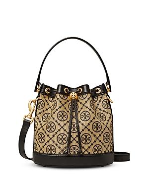 Tory Burch T Monogram Raffia Bucket Bag