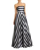 Halston Striped Structure Gown