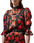 The Kooples Abstract Roses Jacquard Top