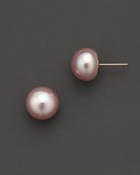 Natural Color Pink Freshwater Pearl Stud Earrings, 10 Mm
