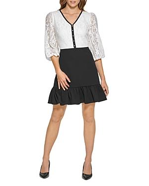 Karl Lagerfeld Paris Scuba Crepe Combo Dress