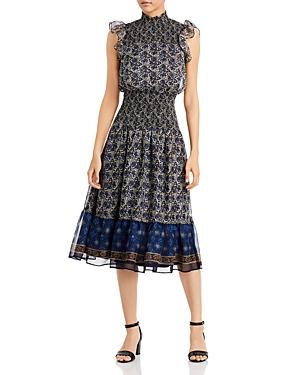 Aqua Ruffled Printed Midi Dress - 100% Exclusive