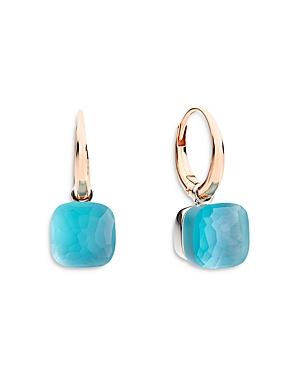 Pomellato 18k Rose Gold & 18k White Gold Nudo Gele Sky Blue Topaz, Turquoise And Mother-of-pearl Triplet Earrings