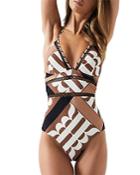 Reiss Gia Printed Halter One Piece Swimsuit