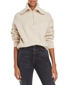 Vince Half Zip Ribbed Wool & Cashmere Sweater