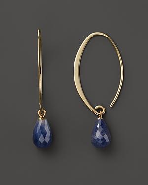 14k Yellow Gold Simple Sweep Earrings With Sapphire - 100% Exclusive