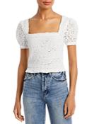Astr The Label Hudson Smocked Eyelet Top