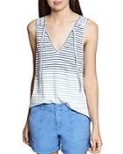 Sanctuary Leon Eyelet-trimmed Ombre Striped Tank