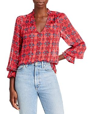 Aqua X Pendleton Smocked V Neck Blouse - 100% Exclusive
