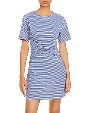 Theory Front Twist Striped T-shirt Dress
